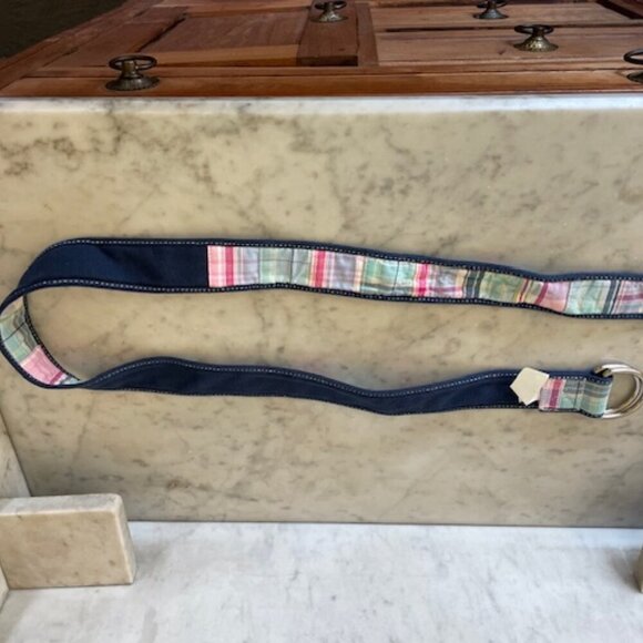 G.H. BASS Madras Patchwork Double D Ring Cotton Belt M/L - Picture 9 of 16